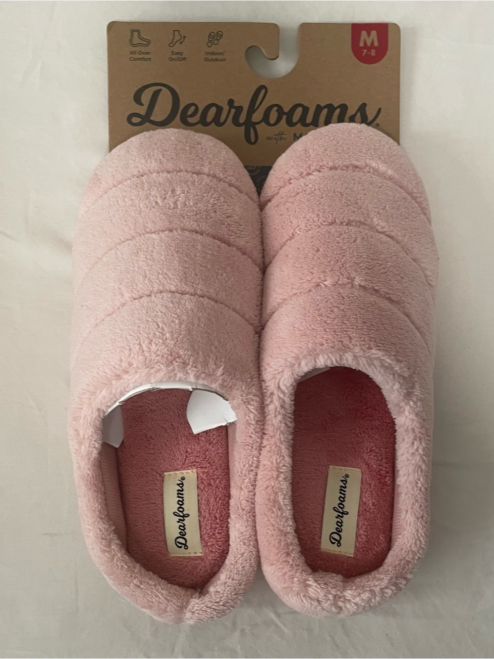 dearfoams Plush Slip-On Clog Slippers in Light Pink